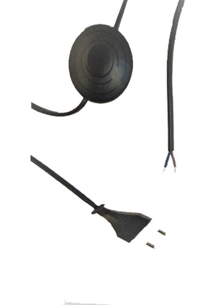 Yuvarlak Arapuarlı Fişli Kablo Siyah 4mt (Abajur Masa Lambası Lambader Enerji Kablosu)