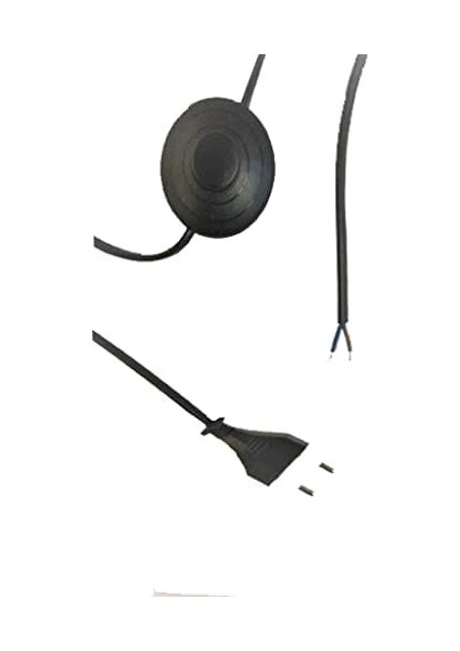 Yuvarlak Arapuarlı Fişli Kablo Siyah 4mt (Abajur Masa Lambası Lambader Enerji Kablosu) modelleri