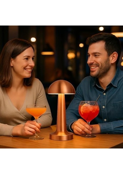 Şarjlı Dokunmatik Masa Lambası Atina Bronz | 3 Renk Modu | Dimmerli Taşınabilir Şarjlı Lamba | USB Şarjlı Cafe Restoran Masa Lambası | Şık ve Kompakt Tasarım modelleri