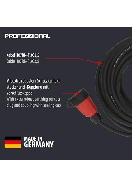 Profesyonel Serisi IP44 Lisanslı Dış Mekan ve Araç Şarjına Uygun 25 Metre Uzatma Kablosu 5 Yıl Garantili H07RN-F 3g2.5 modelleri