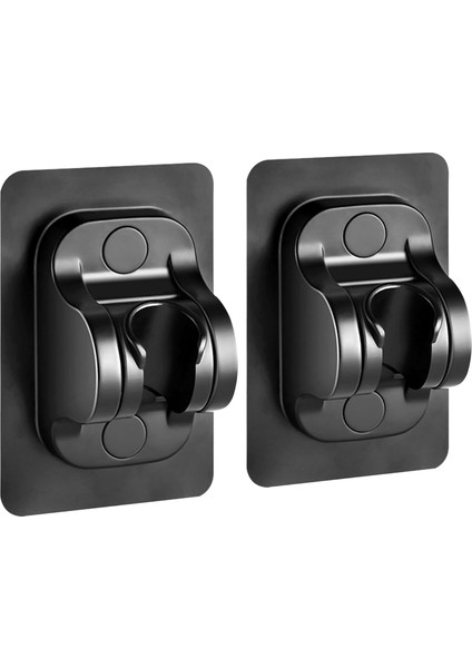 2'li Set Ayarlanabilir Kendinden Yapışkanlı Duş Başlığı Askısı, Siyah Duvara Monte Duş Başlığı Tutucu, Matkap Gerektirmez Sabit Braket, Suya Dayanıklı Banyo Duş Başlığı Sabitleyici Aksesuar