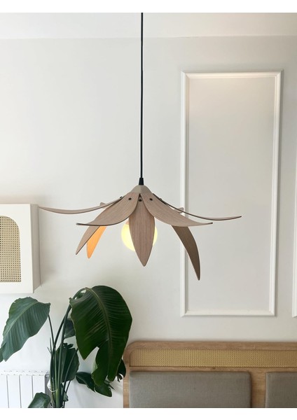 Avize - Ahşap Modern ve Minimal Tasarım Avize, Iskandinav Salon ve Oturma Odası Aydınlatması (Açık Meşe)