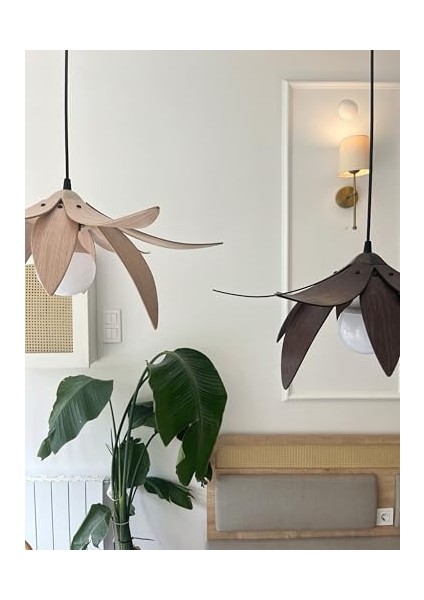 Avize - Ahşap Modern ve Minimal Tasarım Avize, Iskandinav Salon ve Oturma Odası Aydınlatması (Açık Meşe) fiyatları