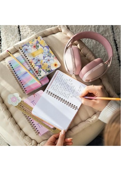 9X14 cm Sert Kapak Spiralli Çizgili 4 Lü Cep Not Defteri Seti - Kurdele fiyatları