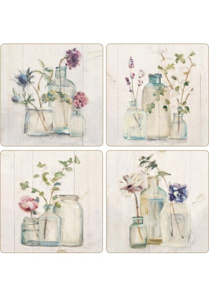 "birch'te Çiçek" Emici Bardak Altlığı (4'lü Set), 10,16 Cm, Çok Renkli