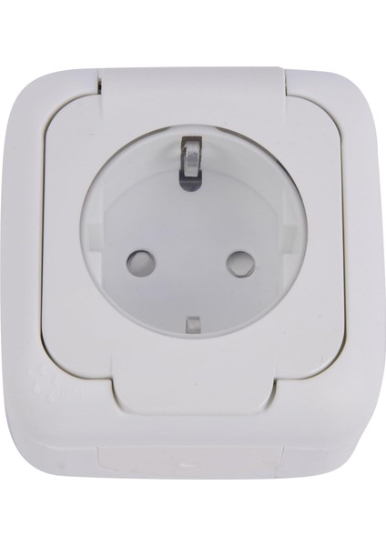 Palmiye Beyaz Şeffaf Kapaklı Topraklı Priz Çabuk Bağlantı