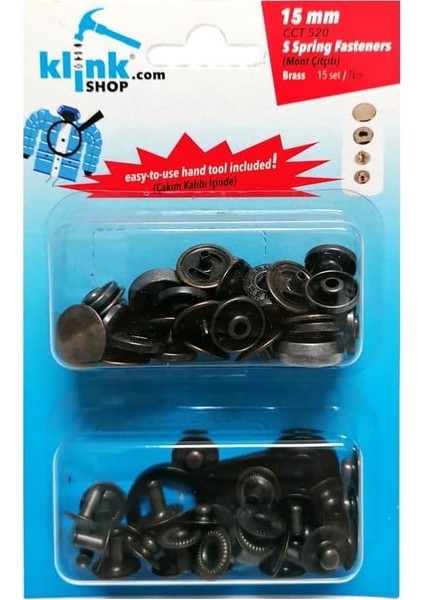 15 mm Kendin Yap Kiti, Mont, Giyim, Çanta, Deri Için Çekiçle Uygulama Aparatları ve Antik Sarı Renk 15 Adet Alfa Çıtçıt Düğme Takım-Paslanmaz Pirinç