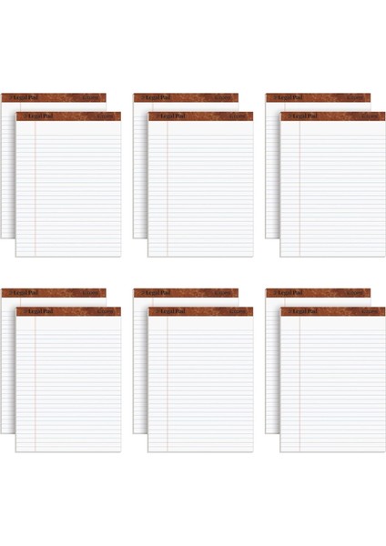 8,5 x 11 Yasal Ped, 12'li Paket, The Legal Pad Markası, Geniş Çizgili, Beyaz Kağıt, Yazı Defteri Başına 50 Yaprak, Abd'de Üretilmiştir (7533)