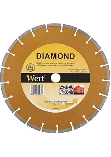 W 2711/125 Granit Mermer Elmas Tesetere, Turuncu/gri (125MM)