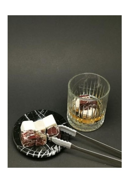 Beyaz Vişne Mermer Viski Taşı (9 Adet) Kutulu Babalar Günü Hediyesi modelleri