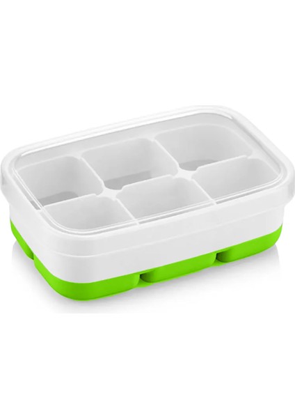 Silikon Tabanlı Mini Buz Kalıbı, 6 Bölmeli, Kolay Çıkarılabilir, 11.3 x 7.5 x 3.7 cm (2 Adet) (Yeşil)