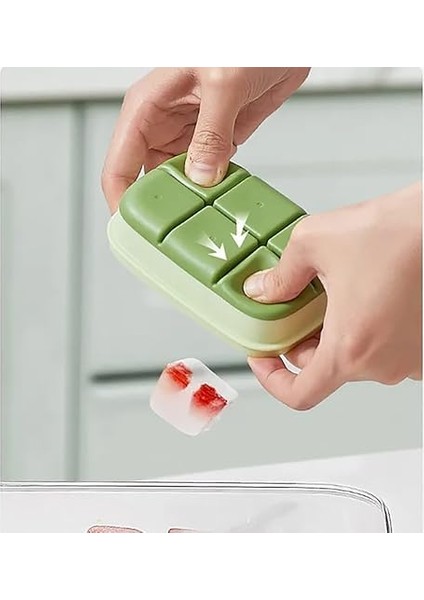 Silikon Tabanlı Mini Buz Kalıbı, 6 Bölmeli, Kolay Çıkarılabilir, 11.3 x 7.5 x 3.7 cm (2 Adet) (Yeşil) modelleri