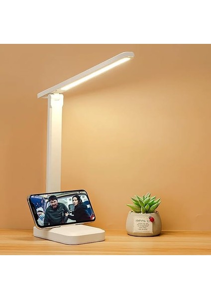 Şarjlı Masa Lambası 3 Renk Dokunmatik Telefon Standlı Kademeli Çalışma Okuma Işığı Gece Lambası 9W 3 Aydınlatma Modlu Taşınabilir Küçük Masa Lambası, Çocuklar Için Çalışma, Yurt fiyatları