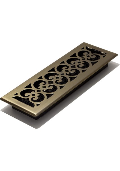 Grates SPH414-A Desenli Zemin Menfezi, 10X35.5 Cm, Antik Pirinç