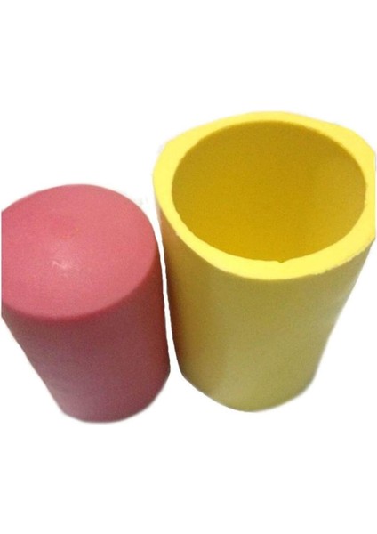 Vitrini Silindir Şeklinde Silikon Mum Kalıbı 6X6X10 cm (Yeşil)