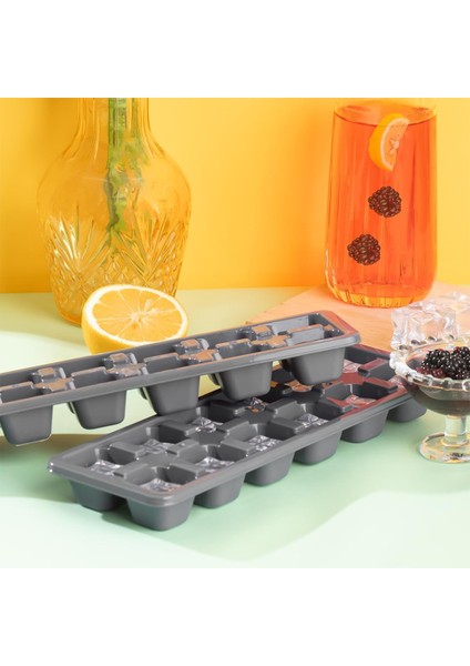 159 2 Li Gri Buz Kalıbı - Renkli Barista Kokteyl Buz Kalıbı 12'li Buzluk Kalıbı