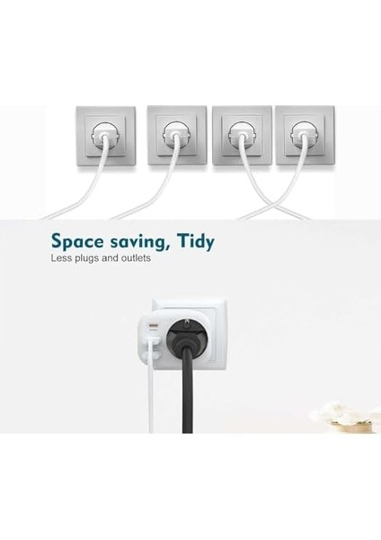 4 In 1 Tekli USB Li Priz, 2x USB 1x Type-C Giriş, 2500W fiyatları