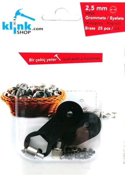 2,5 mm Kendin Yap Kiti, Bez Bebek Ayakkabısı ve Küçük Ölçekli Ürünler Için Çekiçle Uygulama Aparatları ve 25 Adet Kuşgözü Takım-Paslanmaz Pirinç (Antik Sarı) fiyatları