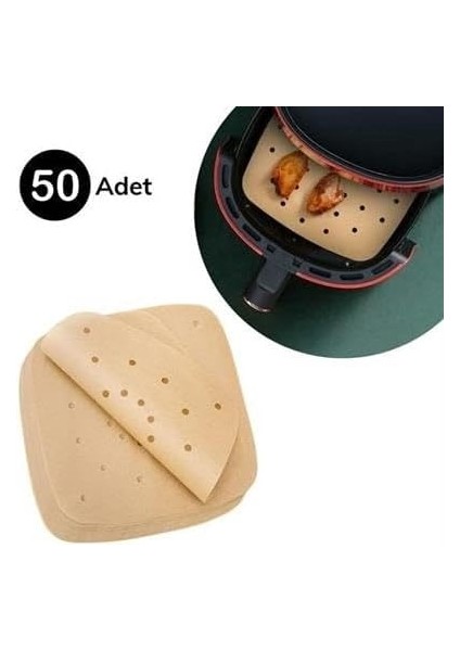 50 Adet Air Fryer Pişirme Kağıdı Tek Kullanımlık Hava Fritöz Yapışmaz Yağlı Kağıt Delikli Model fiyatları