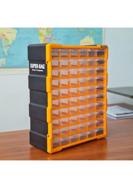 Bag Mono Blok Çekmece Seti 60'lı Mega Büyük Boy Hobby Organizer Seti Vida Dübel Kutusu Takı Kutusu ASR6000