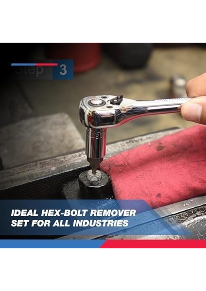 04204A Hex-Head Multispline Vida ve Cıvata Çıkarıcı Seti, Kolay Çıkan Vida Çıkarma, Kırık Cıvata Sökücü, Soyulmuş Bağlantı Elemanı Aracı, 1/32 Inç Artışlarda 1/8 Inç Ila 7/8 Inç Artırma, Crmo, modelleri