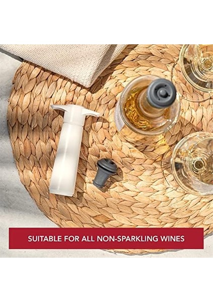 Vin Şarap Vakum Seti - 1 Pompa 1 Tıpa / Beyaz modelleri