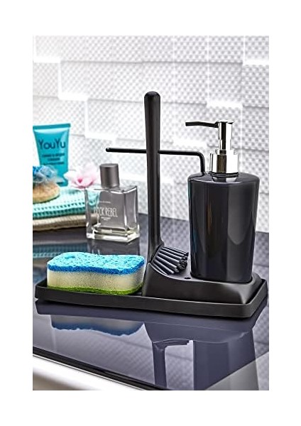 Silikon Fırçalı Mutfak Banyo Sıvı Sabunluk Süngerlik Seti fiyatları