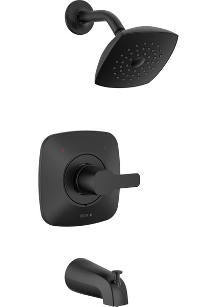 Faucet Modern 14 Serisi Mat Siyah Duş Bataryası, Küvet ve Duş Döşeme Seti, Tek Sprey Dokunma Temiz Siyah Duş Başlığı, Mat Siyah T144339-BL-PP (Valf Dahil Değildir)