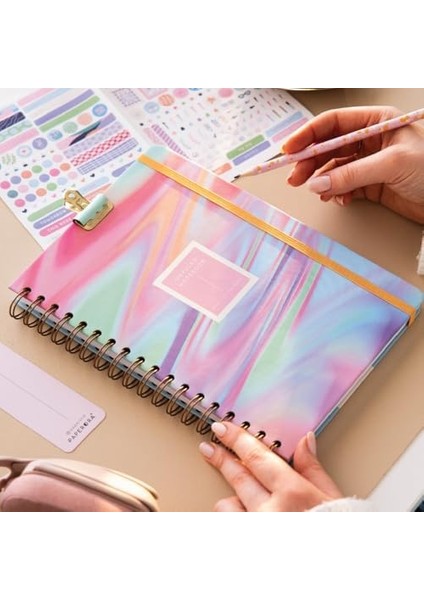 17X24 Spiralli Lastikli Sert Kapak Düz-Çizgisiz Not Defteri Soyut modelleri