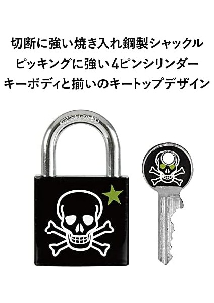 Lock 3430EURDSKULL Anahtar Asma Kilit, Kafatası Motifli, 5,3 x 3 x 1,5 Cm, Siyah, Beyaz ve Yeşil fiyatları