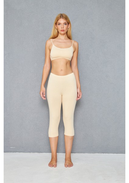 4 Adet Diz Altı Pamuklu Penye Tayt, %95 Pamuklu %5 Likralı Tayt, Kapri Tayt, Içlik, Büyük Beden Tayt