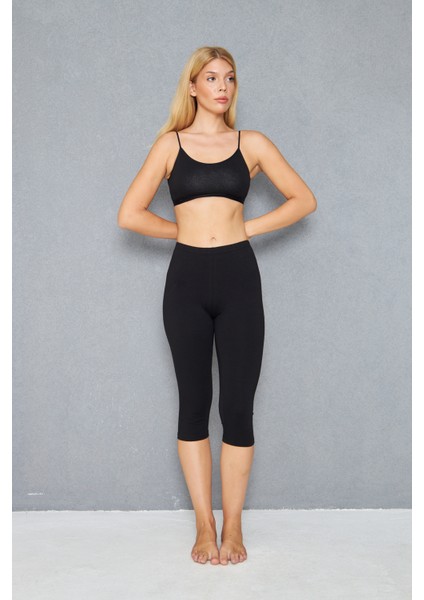 4 Adet Diz Altı Pamuklu Penye Tayt, %95 Pamuklu %5 Likralı Tayt, Kapri Tayt, Içlik, Büyük Beden Tayt fırsatları