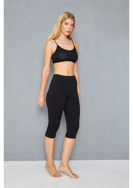 4 Adet Diz Altı Pamuklu Penye Tayt, %95 Pamuklu %5 Likralı Tayt, Kapri Tayt, Içlik, Büyük Beden Tayt indirimleri