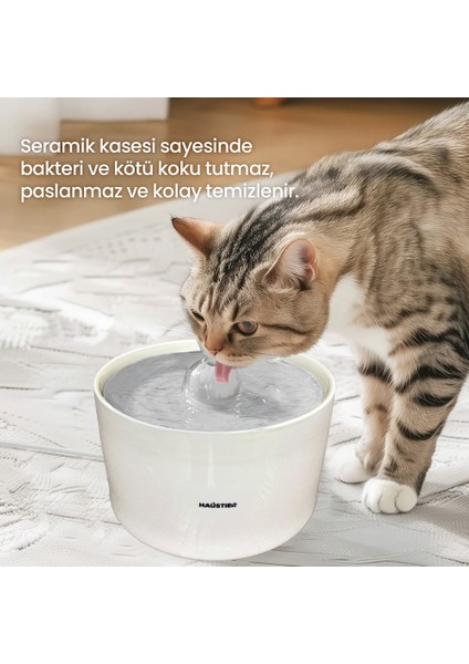 WF013 Seramik Otomatik Kedi Su Sebili,kedi Su Pınarı, 2lt Hazne,çok Katmanlı Filtrasyon,ultra Sessiz