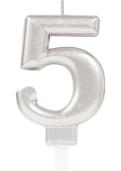 5 Rakam Mum Gümüş Renk (4915)
