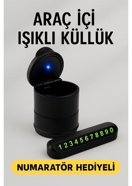 Temsa Otobus Prestıj Cıty E5 Araca Uygun Işıklı Küllük Işıklı Kapaklı Araba Küllüğü Oto Küllük- Numaratör Hediyeli