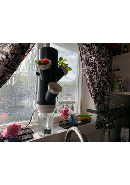 Modüler Topraksız Kule Bahçe Turşu Kavanoz Adaptörü (Mount Olive / Vlasıc Marka, 80MM) (Sadece Plastik Aparattır!!!) 3D