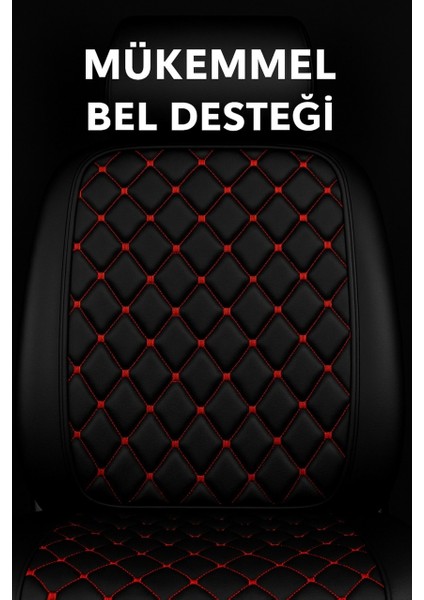 Volkswagen Touareg 2010-2018 Uyumlu Suni Deri Oto Koltuk Minderi Silinebilir Leke Tutmaz Kapitone 2'li Siyah Kırmızı modelleri