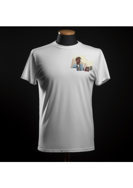 Gta Tarzında Şarkıcı Baskılı Oversıze Tshirt - Tupac Baskılı Bol Kesim %100 Pamuk Tişört - Caglisa Özel Tasarım