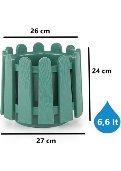 SO-İS03 Istanbul Dekoratif Yuvarlak Saksı 6,6 Lt Yeşil 6 Adet fiyatları