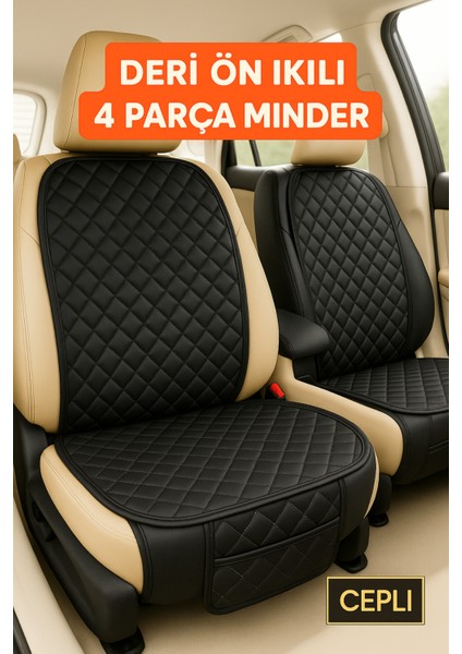 Audi A3 1996-2003 Uyumlu Suni Deri Oto Koltuk Minderi Silinebilir Leke Tutmaz Kapitone 2'li Siyah