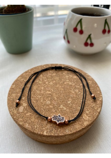 Siyah Renk Zirkon Taş Detaylı Çelik Xupıng VİP İp Bileklik