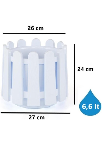 SO-İS03 Istanbul Dekoratif Yuvarlak Saksı 6,6 Lt Kirli Beyaz 6 Adet fiyatları