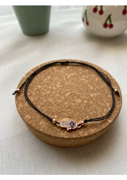 Siyah Renk Zirkon Taş Detaylı Çelik Xupıng VİP İp Bileklik