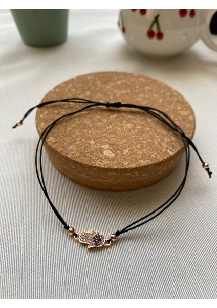 Siyah Renk Zirkon Taş Detaylı Çelik Xupıng VİP İp Bileklik modelleri