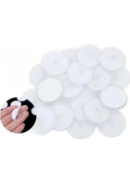 20 Adet Şeffaf Yuvarlak 3 cm Çaplı Güçlü Disk Yapışkanlar