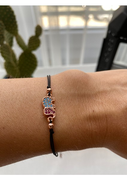 Siyah Renk Zirkon Taş Detaylı Çelik Xupıng VİP İp Bileklik fiyatları