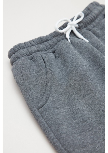 Gül ve Yazı Baskılı Beli Lastikli Kız Çocuk Eşofman Altı modelleri