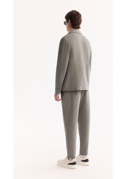 Erkek Gri Yeşil Klasik Yaka Pamuklu Comfort Fit Gömlek Ceket A52Y2092