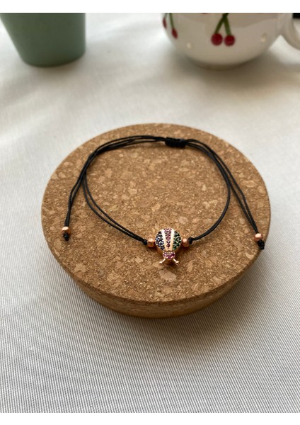 Siyah Renk Zirkon Taş Detaylı Çelik Xupıng VİP İp Bileklik